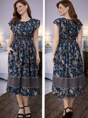 NEW Ulla Johnson Lottie Midi Dress in Lapis Blue $425